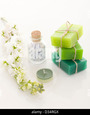 Handgemachte Seife Nahaufnahme. Wellness-Produkte Stockfoto