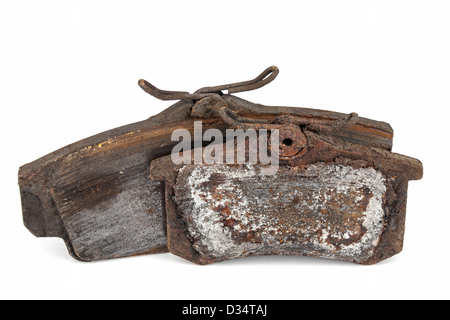 Bremsbeläge verschlissen Stockfoto