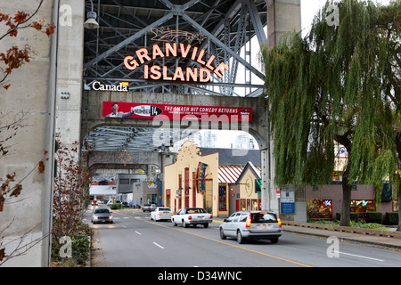 Eingang nach Granville Island und öffentlichen Markt Vancouver BC Kanada Stockfoto