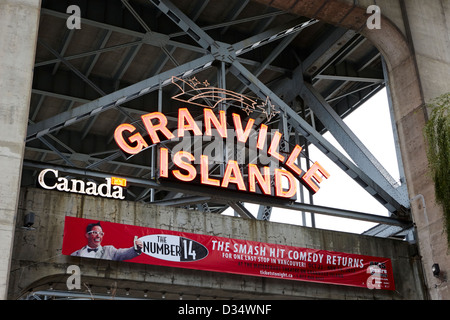 Eingang nach Granville Island und öffentlichen Markt Vancouver BC Kanada Stockfoto