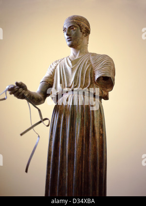 Der Wagenlenker von Delphi-Statue (474 v. Chr.) in Delphi Archäologisches Museum, Delphi, Parnass, Griechenland Region, Zentralgriechenland Stockfoto