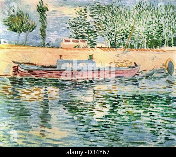 Vincent Van Gogh, die Ufer der Seine mit Booten. 1887. Post-Impressionismus. Öl auf Leinwand. Ort der Schöpfung: Paris, Frankreich. Stockfoto