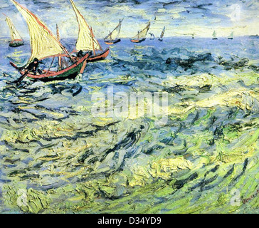 Vincent Van Gogh, Angelboote/Fischerboote auf dem Meer. 1888. Post-Impressionismus. Öl auf Leinwand. Puschkin-Museum der schönen Künste, Moskau, Russland. Stockfoto