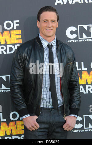 Los Angeles, Kalifornien, USA - Ryan Lochte besucht die dritte jährliche Hall des Game Awards hosted by Cartoon Network am 9. Februar 2013 bei Barker Hangar, Santa Monica, Kalifornien U.S.A.(Credit Image: Credit: TLeopold/Globe Photos/ZUMAPRESS.com/Alamy Live News) Stockfoto