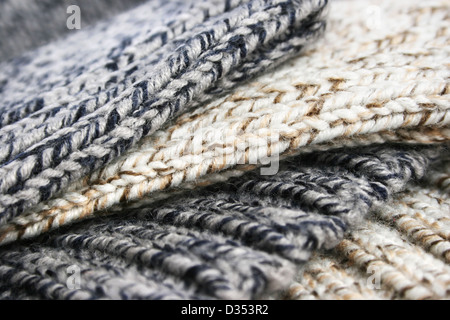 Gestrickte bunte Wollstoff, Hintergrund. Stockfoto