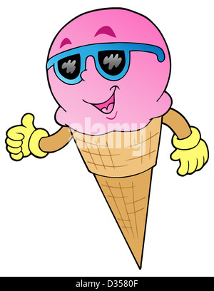 Eis in Sonnenbrillen - isolierte Abbildung lächelnd. Stockfoto