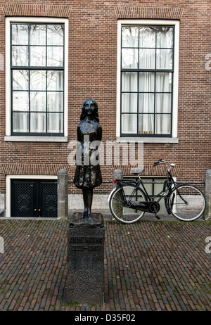 Anne Frank House und Fahrrad Amsterdam Niederlande Stockfoto