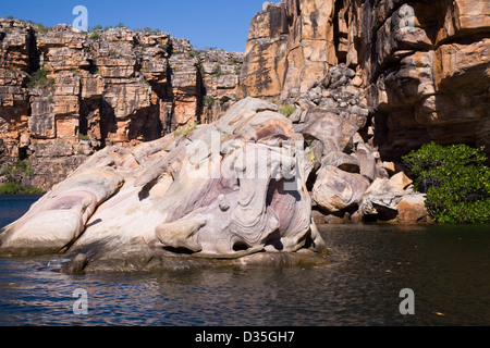 Sandstein-Landschaft entlang des King George River, Kimberley Küste, West-Australien Stockfoto