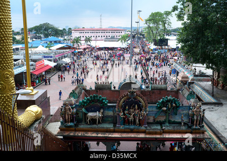 Blick von der Schritte bei Batu Caves während Thaipusam Festival in Kuala Lumpur, Malaysia Stockfoto