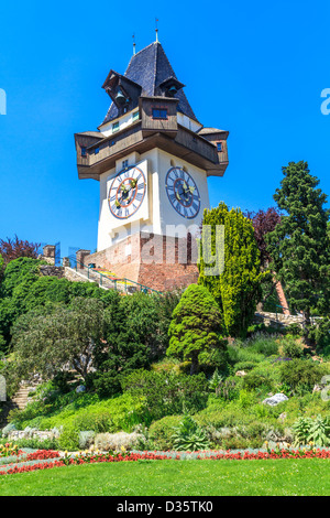 Berühmte Clock Tower (Uhrturm) in Graz, Steiermark, Österreich Stockfoto