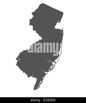 Karte des Staates New Jersey - USA Stockfoto