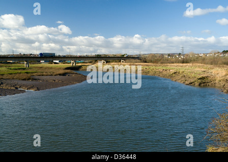 Mündung des Flusses Rhymney, Cardiff, Südwales, UK. Stockfoto