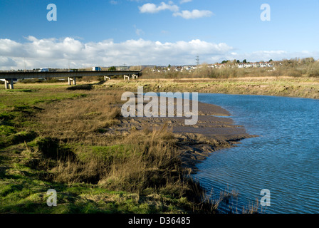 Mündung des Flusses Rhymney Cardiff south wales uk Stockfoto