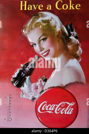 Coca Cola Memorabilia Werbeschild Stockfoto