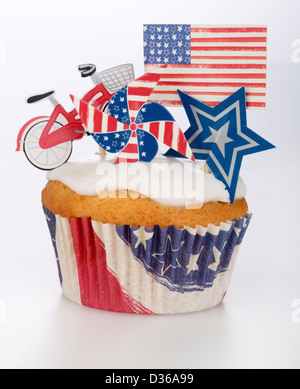 PATRIOTISCHEN AMERIKANISCHEN CUPCAKE Stockfoto