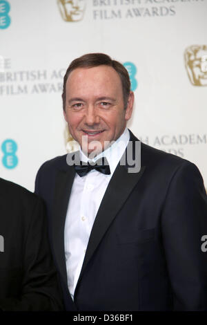 Schauspieler Kevin Spacey Posen im Presseraum der EE British Academy Film Awards am Royal Opera House in London, England, am 10. Februar 2013. Foto: Hubert Boesl Stockfoto