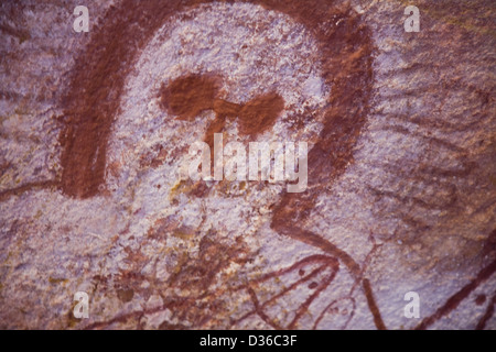 Wandjina Figuren durch die Worrorra Menschen, Kimberley Region, Floß Punkt Collier Bay, Westaustralien. Stockfoto