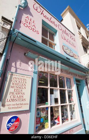 Wheeler es Oyster Bar Shop vorne, Whitstable, Kent, England Stockfoto