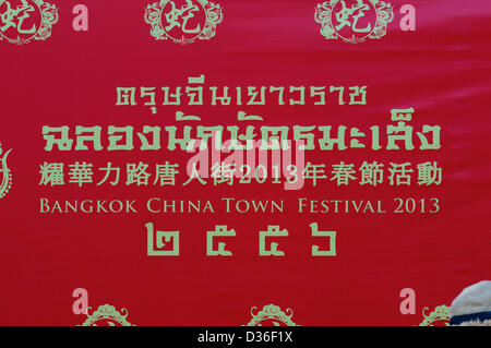 Bangkok, Thailand, 11. Februar 2013.  Festival-Schild am chinesischen Neujahrsfest, Bangkok Credit: Kraig Lieb / Alamy Live News Stockfoto