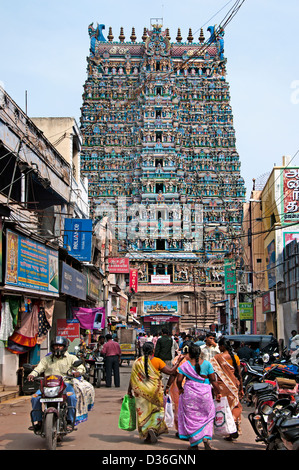 Sri Meenakshi Amman Tempel hinduistischen (Parvati - Meenakshi - Shiva-Sundareswarar gewidmet) Madurai, Indien Stockfoto