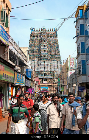 Sri Meenakshi Amman Tempel hinduistischen (Parvati - Meenakshi - Shiva-Sundareswarar gewidmet) Madurai, Indien Stockfoto