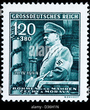 Adolf Hitler, Briefmarke, Böhmen und Mähren, 1944 Stockfoto