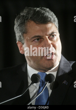 ADQ Führer Gerard Deltell berücksichtigt das Reseau Liberte Quebec-treffen Teil Stockfoto