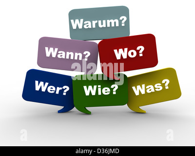 Wichtige Fragen in deutscher Sprache Stockfoto