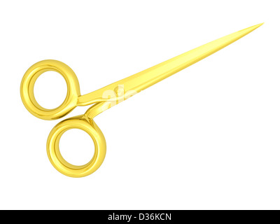 3D gerenderten einfache goldene geschlossenen Schere Stockfoto
