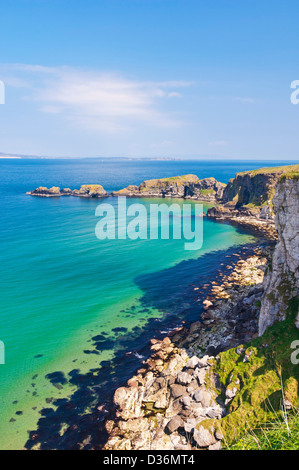 Carrick Island und Kalkstein Landzunge Larrybane bay County Antrim Nordirland Großbritannien GB EU Europa Stockfoto