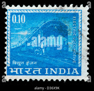 Elektrische Lokomotive, Briefmarke, Indien, 1961 Stockfoto