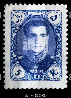 Mohammad Reza Shah Pahlavi, Briefmarke, Iran, 1956 Stockfoto