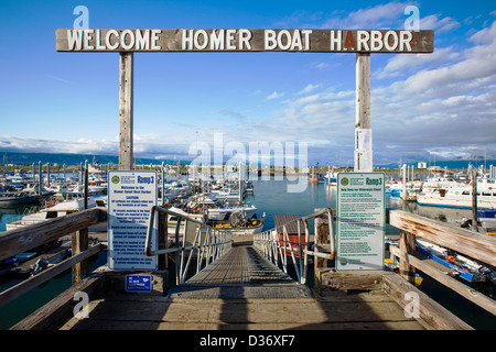 Charta und kommerziellen Fischerboote im Hafen, Homer, Alaska, USA Stockfoto