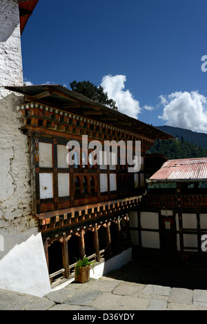 Cheri Goemba oder Chagri Dorjidhen, hoch oben im Himalaya-Gebirge, Innenhof und Meditation Zimmer, 36MPX, HI-RES Stockfoto