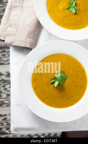Karotten-Koriander-Suppe Stockfoto