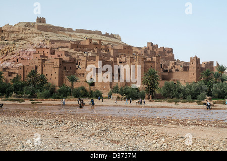 Aït-Ben-Haddou, Fluss Oued Ounila, Marokko, Afrika Stockfoto