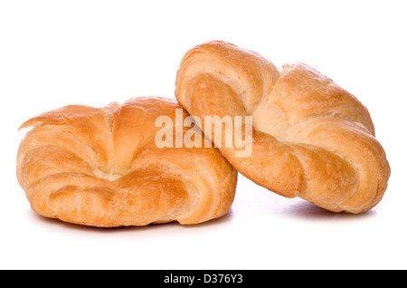 zwei Croissants auf weißem Hintergrund Stockfoto