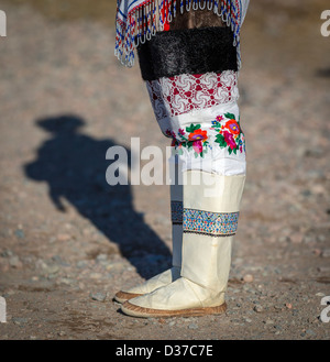 Inuit-Frau, Ittoqqortoormiit (Scoresbysund) Grönland Stockfoto