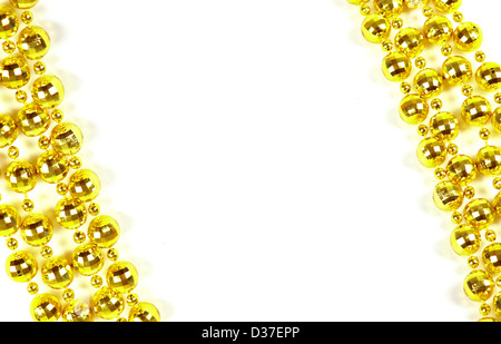 Hintergrund von einem brillanten festlichen Perlen von goldener Farbe gemacht Stockfoto