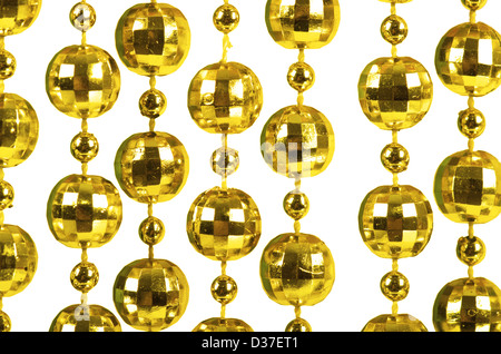 Hintergrund von einem brillanten festlichen Perlen von goldener Farbe gemacht Stockfoto