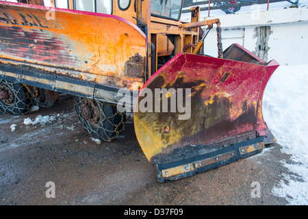 Ein Schneepflug am Cairngorm Skigebiet, Schottland, Großbritannien. Stockfoto