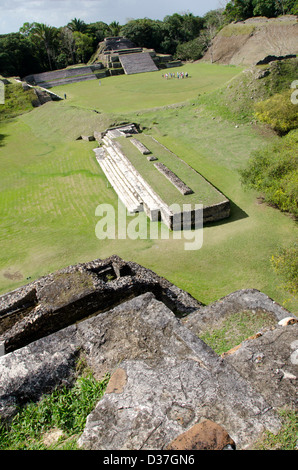 Belize, Altun Ha. Altun Ha, Ruinen der alten Maya ceremonial Site aus der klassischen Periode (1100 v. Chr. bis AD 900). Stockfoto