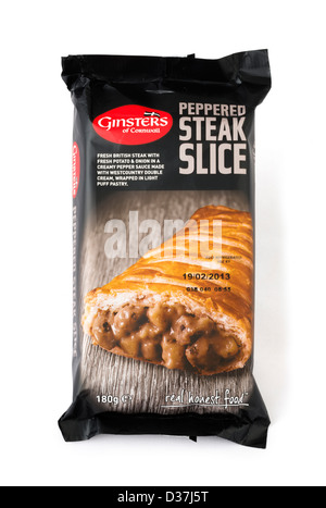 Ginsters gespickt Steak Slice, UK Stockfoto