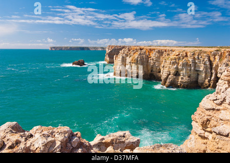 Kap St. Vincent Halbinsel und Felsenküste Sagres Südküste Algarve Costa Vincentina Portugal EU Europa Stockfoto