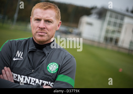 Neil Lennon, Manager von Celtic FC, fotografiert im keltischen Trainingsgelände, in Lennonxtown, in der Nähe von Glasgow, Schottland. Stockfoto