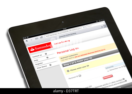 Santander online-Banking auf eine 4. Generation Apple iPad Tablet-computer Stockfoto