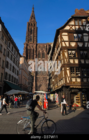 Kathedrale, Straßburg, Notre-Dame gotischen Dom, UNESCO-Weltkulturerbe, Elsass, Bas-Rhin, Frankreich, Europa Stockfoto