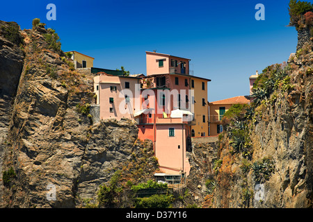 Foto von der Fischerei Hafen von Manarola, Nationalpark Cinque Terre, Ligurien, Italien Stockfoto
