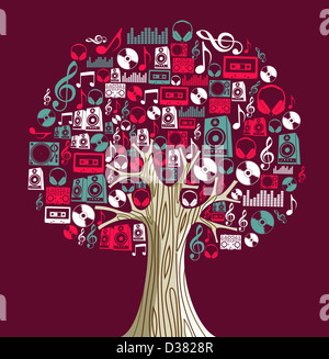 Abstrakte musikalische Baum mit Instrumenten Formen Abbildung gemacht. Vektor-Datei geschichtet für einfache Handhabung und individuelle Farbgebung. Stockfoto