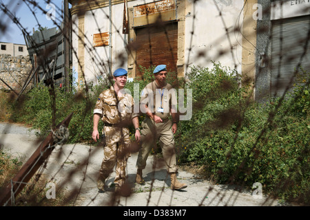 UN-Soldaten in der UN-Pufferzone, Nicosia, Zypern Stockfoto